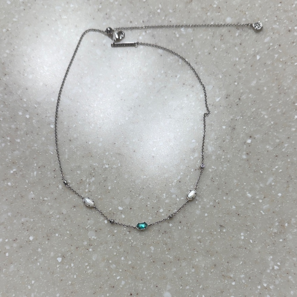 Kendra Scott Silver Necklace with Topaz and mother of pearl/opal Accents